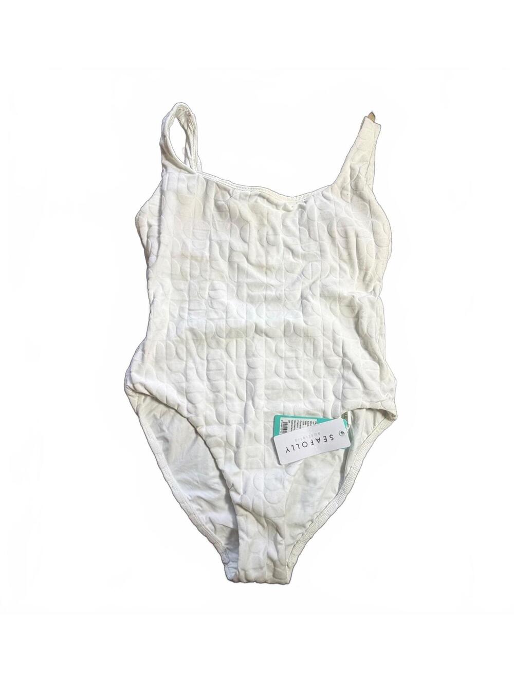 SEAFOLLY white CAPRI scoop neck tank one piece swimsuit size 6 NWT